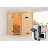 Karibu | Jella Sauna met Dakkraag | Kachel 3,6 kW Externe Bediening