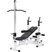 Gorilla Sports Universele Halterbank wit Met Lat Pulley