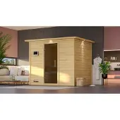 Karibu | Sonara Sauna met Dakkraag | Antracietglas