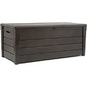 Keter Buitenopslagkist van kunststof met houtstructuur, 145x60,3x69,7 cm, merk , Brightwood, bruin