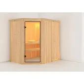 Karibu Sauna Saja (entree aan de zijkant), volledig glazen deur, helder glas, zonder accessoires