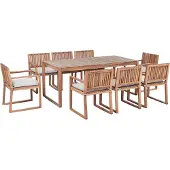 Beliani SASSARI PREMIUM - Tuinset voor 8 - Bruin/Lichtgrijs - FSC acaciahout