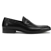 WITTCHEN Heren mocassins van echt leer met metalen logo zwart echt leer