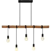LINDBY Hanglamp Rom, dimbaar, hout licht, Woon-/ Eetkamer, Hout, Modern, hanglamp