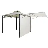 Mendler Pergola HWC-F94, tuinpaviljoen, stalen, verstelbare zijwand, 2,5x2,5m crème-beige
