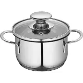 Küchenprofi Minipotje met glazen deksel 12 cm, 6,5 dl, Pan + steelpan, Zilver