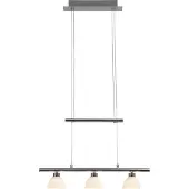 Brilliant LED hanglamp Tonja | tijdloze hanglamp | 3 lichtpunten | glas/metaal | chroom/wit | dimbaar | in hoogte verstelbaar