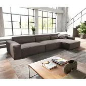 DELIFE Hoekbank Sirpio XL 370x170 cm microvezel Khaki bruin recamiere variabele