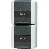 JUNG 822 NA W AP/WD - Dubbele stopcontacten, verticaal, met aanduiding, accessoires, stroomtoevoer