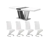 Vente-unique Tafelset NOAMI + 4 stoelen TWIZY - Wit en grijs
