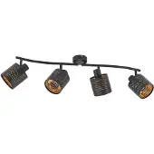 LINDBY Iolyn plafondspot, 4-lamps Iolyn, dimbaar, zwart, Woon-/ Eetkamer, Kunststof, Jong wonen, buitenspot