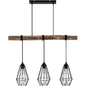 LINDBY Hanglamp Eldarion, dimbaar, hout licht, Woon-/ Eetkamer, metaal, Landelijk, hanglamp