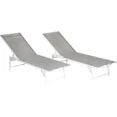 Happy Garden Set van 2 opvouwbare ligbedden SICILIA in grijs textilene - witte structuur