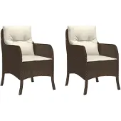 vidaXL Tuinstoelen 2 st met kussens poly rattan bruin