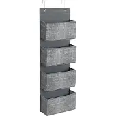 Songmics Hangende organizer, opbergoplossing, hangende plank met 4 vakken, geschikt voor de deur, slaapkamer, kantoor, garderobe, 33,5 x 12 x 100 cm, grijs gemêleerd, modelnummer RDH004G11