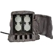 Heitronic 4-voudige stroomverdeler Boomstronk voor buiten Baumstumpf, bruin / roest, Kunststof