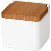 Tescoma Porseleinen zoutvaatje met houten deksel, hoogte: 110 mm, lengte: 120 mm, breedte: 120 mm