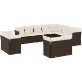 vidaXL 12-delige Loungeset met kussens poly rattan bruin