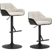 HOMCOM -Barkruk-Polyester-52,5x53x108cm-Lichtgrijs