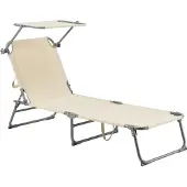 En.casa Ligbed met luifel Getaria 189x57x28 cm 115 kg beige