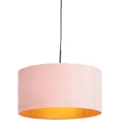 QAZQA Hanglamp met velours kap roze met goud 50 cm - Combi