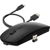 Wiwu , Draadloze muis en oplaadbare compacte 2.4G USB-dongle, Zwart