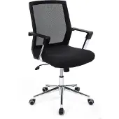 Songmics Bureaustoel met mesh rugleuning en wipfunctie, Zwart
