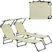 Casa.pro Ligbed ligstoel 187x53x27 cm met luifel set van 2 crème