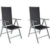Casaria Tuinstoel Bern Set van 2 Zilver Aluminium