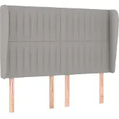 vidaXL Hoofdbord met randen 147x23x118/128 cm stof lichtgrijs
