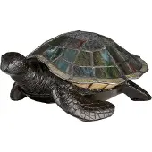 ELSTEAD LED sfeerlamp Sawback in Tiffany-look, groen, Woon-/ Eetkamer, Glas, Tiffany