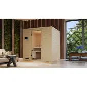 Karibu | Mojave Sauna | Helderglas Deur | Biokachel 9 kW Externe Bediening