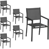 Happy Garden Set van 6 aluminium stoelen antraciet - grijs textilene