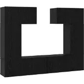 Syfax Tv-meubelset Wandgemonteerd 6 pcs Zwart Eiken Bewerkt hout
