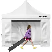 Vevor Gazebo Opvouwbaar 3x3m Opvouwbaar Gazebo 240g PVC-gecoat Polyester Pop-Up Gazebo 1,95-2,13m Verstelbare Partytent Marquee Strandtent Wit voor Bruiloften of Andere Commerciële Activiteiten
