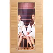 Vevor 2-persoons verre infraroodsauna, lage EMF infrarood hemlocksauna met gehard glazen deur, Bluetooth-luidspreker, binnensauna, 1800W
