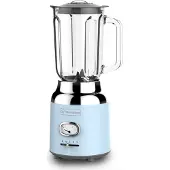 WESTINGHOUSE Retro Blender – 1,5L – Smoothie Maker & IJscrusher – 4 Snelheden – Glazen Kan – 600W – Blauw