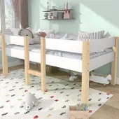 OKWISH kinderbed met valbeveiliging, 90x190 cm, wit