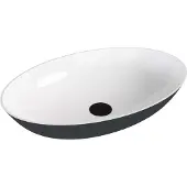 Polysan Banera Oval opzetwastafel, gegoten marmer, 60x40cm, wit/antraciet mat