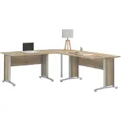 Ebuy24 Prisme bureau A eiken decor en zilvergrijs staal.