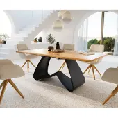 DELIFE Eetkamertafel Edge 200x100x2,5-3 eiken natuurW-frame metaal zwart Live-Edge