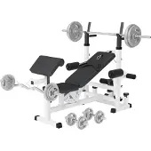 Gorilla Sports Universele Halterbank Wit 108 kg Halterset Gripper Gietijzer