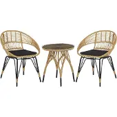 Beliani PELLARO - Bistroset voor 2 - Natuurlijk - PE rotan