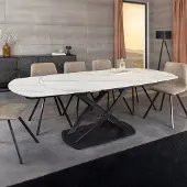 Riess Uitschuifbare eettafel INCEPTION 130-190 cm wit marmer keramiek zwart metalen frame - 46423