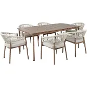 Beliani FLAVIA - Tuintafelset-Donkere houtkleur-Aluminium