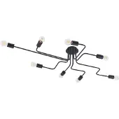 LINDBY Plafondlamp Elimar, dimbaar, zwart, Woon-/ Eetkamer, metaal, Vintage, plafondlamp