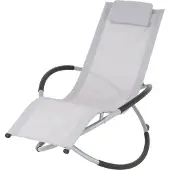 ECD-Germany ECD Duitsland: Schommelstoel/ligstoel, inklapbaar, lichtgrijs, met hoofdkussen, stalen frame, weerbestendig, ademend, ergonomische relaxstoel
