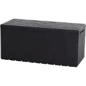 Toomax Kussenkist Portofino, 340 liter, met een uitstraling van riet/hout, gemaakt van kunststof, kleur: antraciet
