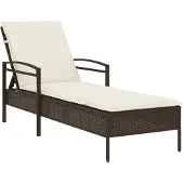 vidaXL Ligbed met kussen 63x200x81 cm poly rattan bruin