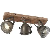 LINDBY plafondspot Farovi, zwart, 44 cm, 3-lamps, hout, GU10 dimbaar, zwart, Woon-/ Eetkamer, Hout, Industrieel design, buitenspot